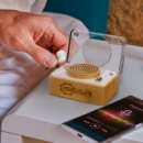 Bamboo Wireless Speaker Earbud Set+in use